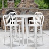 image:imageFlash Furniture Commercial Grade 30 Round Silver Metal IndoorOutdoor Bar Table Set with 4 Vertical Slat Back StoolsWhite