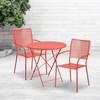 image:imageFlash Furniture Commercial Grade 30 Round White IndoorOutdoor Steel Folding Patio Table Set with 2 Square Back ChairsCoral