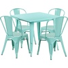 image:imageFlash Furniture Commercial Grade 315 Square Mint Green Metal IndoorOutdoor Table Set with 4 Stack ChairsMint Green
