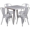 image:imageFlash Furniture Commercial Grade 315 Square Mint Green Metal IndoorOutdoor Table Set with 4 Stack ChairsSilver