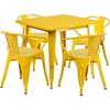 image:imageFlash Furniture Commercial Grade 315 Square Yellow Metal IndoorOutdoor Table Set with 4 Arm ChairsYellow