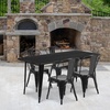 image:imageFlash Furniture Commercial Grade 315 x 63 Rectangular Black Metal IndoorOutdoor Table Set with 4 Stack ChairsBlack