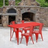 image:imageFlash Furniture Commercial Grade 315 x 63 Rectangular Black Metal IndoorOutdoor Table Set with 4 Stack ChairsRed