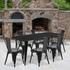image:imageFlash Furniture Commercial Grade 315 x 63 Rectangular Black Metal IndoorOutdoor Table Set with 6 Stack ChairsBlack
