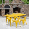 image:imageFlash Furniture Commercial Grade 315 x 63 Rectangular Red Metal IndoorOutdoor Table Set with 4 Arm ChairsYellow