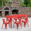 image:imageFlash Furniture Commercial Grade 315 x 63 Rectangular Yellow Metal IndoorOutdoor Table Set with 6 Arm ChairsRed