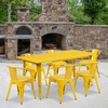 image:imageFlash Furniture Commercial Grade 315 x 63 Rectangular Yellow Metal IndoorOutdoor Table Set with 6 Arm ChairsYellow