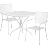 image:imageFlash Furniture Commercial Grade 3525 Round Black IndoorOutdoor Steel Patio Table Set with 2 Square Back ChairsWhite