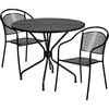 image:imageFlash Furniture Commercial Grade 3525 Round Sky Blue IndoorOutdoor Steel Patio Table Set with 2 Round Back ChairsBlack