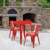 image:imageFlash Furniture Conrad Commercial Grade 30 Round Green Metal IndoorOutdoor Table Set with 2 Arm ChairsRed