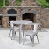 image:imageFlash Furniture Conrad Commercial Grade 30 Round Green Metal IndoorOutdoor Table Set with 2 Arm ChairsSilver