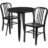 image:imageFlash Furniture Craig Commercial Grade 30 Round White Metal IndoorOutdoor Table Set with 2 Vertical Slat Back ChairsBlack