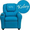 image:imageFlash Furniture DGULTKidTurqTXTEMBGG Personalized Turquoise Vinyl Kids Recliner with Cup Holder and Headrest