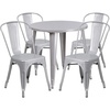 image:imageFlash Furniture Dalton Commercial Grade 30 Round Red Metal IndoorOutdoor Table Set with 4 Cafe ChairsSilver