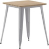 image:imageFlash Furniture Declan Commercial Outdoor Dining Table All Weather Poly Resin Top with Steel Base 2375 Square BrownSilverBrown TopSilver Frame