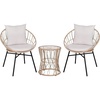 image:imageFlash Furniture Devon IndoorOutdoor Bistro Set  Tan Finish Rattan Rope Papasan Style Chairs and Glass Top Side Table  Light Gray Back and Seat Cushions 1575x1575x25 3Piece