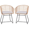 image:imageFlash Furniture Devon Set of 2 Patio Boho Club Chairs  Rope with Natural Finish PE Wicker Rattan  Light Gray Seat Cushions and Sled Base  IndoorOutdoor Use