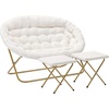 image:imageFlash Furniture Eleanor Double Saucer Chair with Folding Steel Frame Portable Oversized Saucer Chair for Dorm or Bedroom 56 Ivory Faux ShearlingSoft Gold FrameIvory Faux Shearling FabricSoft Gold Frame