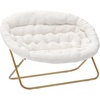 image:imageFlash Furniture Eleanor Double Saucer Chair with Folding Steel Frame Portable Oversized Saucer Chair for Dorm or Bedroom 56 Ivory Faux ShearlingSoft Gold FrameIvory Faux ShearlingSoft Gold Frame