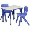 image:imageFlash Furniture Emmy 21875W x 26625L Rectangular Blue Plastic Height Adjustable Activity Table Set with 2 ChairsBlue