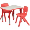 image:imageFlash Furniture Emmy 21875W x 26625L Rectangular Blue Plastic Height Adjustable Activity Table Set with 2 ChairsRed
