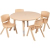 image:imageFlash Furniture Emmy 33 Round Natural Plastic Height Adjustable Activity Table Set with 4 ChairsNatural