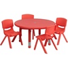image:imageFlash Furniture Emmy 33 Round Natural Plastic Height Adjustable Activity Table Set with 4 ChairsRed