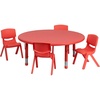 image:imageFlash Furniture Emmy 45 Round Green Plastic Height Adjustable Activity Table Set with 4 ChairsRed