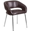 image:imageFlash Furniture Fusion Series LeatherSoft Upholstered Side Reception Chair Retro Padded Lounge Chair for Living Room or Office WhiteBrown