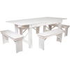 image:imageFlash Furniture HERCULES Series 7 x 40 Antique Rustic Folding Farm Table and Four Bench SetAntique Rustic White