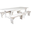 image:imageFlash Furniture HERCULES Series 8 x 40 Antique Rustic Folding Farm Table and Four 4025L Bench SetAntique Rustic White