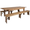 image:imageFlash Furniture HERCULES Series 8 x 40 Antique Rustic Folding Farm Table and Two Bench SetAntique Rustic