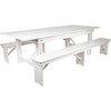 image:imageFlash Furniture HERCULES Series 8 x 40 Antique Rustic Folding Farm Table and Two Bench SetAntique Rustic White