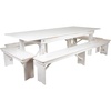 image:imageFlash Furniture HERCULES Series 8 x 40 Antique Rustic White Folding Farm Table and Four Bench SetAntique Rustic White