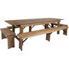 image:imageFlash Furniture HERCULES Series 9 x 40 Antique Rustic Folding Farm Table and Four Bench SetAntique Rustic