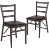 image:imageFlash Furniture HERCULES Series Brown Folding Ladder Back Metal Chair with Brown Vinyl SeatSet of 2