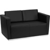 image:imageFlash Furniture HERCULES Trinity Series Contemporary Black LeatherSoft Loveseat with Stainless Steel BaseContemporary