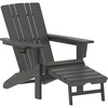 image:imageFlash Furniture Halifax Poly Resin Adirondack Chair with Cup Holder and Pull Out Ottoman AllWeather Poly Resin IndoorOutdoor Lounge Chair Set of 2 BlueGrey