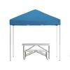 image:imageFlash Furniture Harris 10x10 White Pop Up Event Canopy Tent with Wheeled Case and Folding Bench Set  Portable Tailgate Camping Event SetBlue
