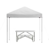 image:imageFlash Furniture Harris 10x10 White Pop Up Event Canopy Tent with Wheeled Case and Folding Bench Set  Portable Tailgate Camping Event SetWhite
