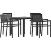image:imageFlash Furniture Harris Commercial 5 Piece Table and Chairs Set  4 Black Metal Chairs with Poly Resin Backs and Seats  Black Square Table with Poly Resin Top5Piece Set