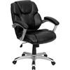 image:imageFlash Furniture Heather MidBack Black LeatherSoft Layered Upholstered Executive Swivel Ergonomic Office Chair with Silver Nylon Base and Arms