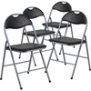 image:imageFlash Furniture Hercules Series Metal Folding Chairs with Carrying Handle Vinyl Upholstered Padded Event Chair Set of 4 BlackSet of 4