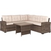 image:imageFlash Furniture Huck Wicker Rattan Conversation Set Versatile IndoorOutdoor Use LShaped Sofa and Dining Table WeatherResistant Cushions BeigeBrownBeige CushionsBrown Frame