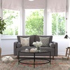 image:imageFlash Furniture Hudson MidCentury Modern Loveseat  Dark Gray Faux Linen Upholstery  Buttonless Tufting  Wood Legs
