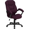 image:imageFlash Furniture Jessie High Back Black LeatherSoft Contemporary Executive Swivel Ergonomic Office Chair with Silver Nylon Base and ArmsGrape Microfiber
