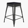 image:imageFlash Furniture Kai Commercial Grade IndoorOutdoor Bar Height Stool  Black Metal Frame  Black Poly Resin Seat  30 High  BacklessBlackBlack