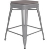 image:imageFlash Furniture Kai Commercial Grade IndoorOutdoor Bar Height Stool  Black Metal Frame  Black Poly Resin Seat  30 High  BacklessSilverGray