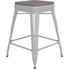 image:imageFlash Furniture Kai Commercial Grade IndoorOutdoor Bar Height Stool  Black Metal Frame  Black Poly Resin Seat  30 High  BacklessWhiteGray