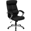 image:imageFlash Furniture Karen High Back Black LeatherSoft Executive Swivel Office Chair with Curved Headrest and White Line Stitching